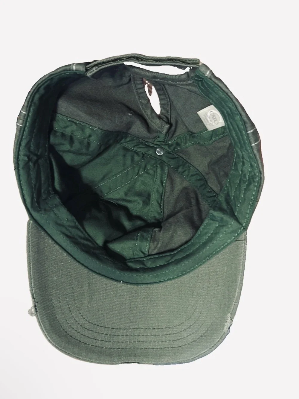 Cato Olive Green Distressed Raw Edge Star Baseball Cap Adjustable One Size